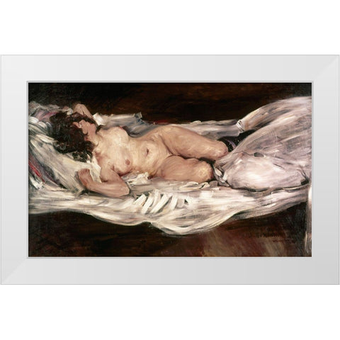 Recumbent Nude White Modern Wood Framed Art Print by Corinth, Lovis