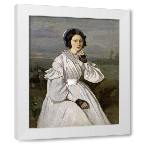 Marie-Louise Sennegon White Modern Wood Framed Art Print by Corot, Jean-Baptiste-Camille