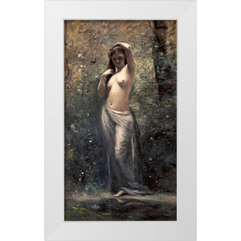 Nymph at The Source White Modern Wood Framed Art Print by Corot, Jean-Baptiste-Camille