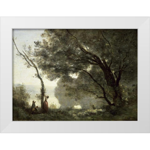 Souvenir of Mortefontaine White Modern Wood Framed Art Print by Corot, Jean-Baptiste-Camille