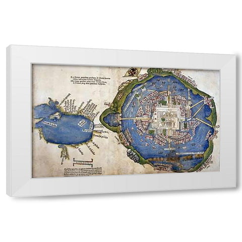 Gulf of Mexico and Mexico City White Modern Wood Framed Art Print by Cortes, Hernando
