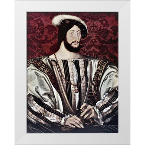 Francis I of France White Modern Wood Framed Art Print by Couet, Jean