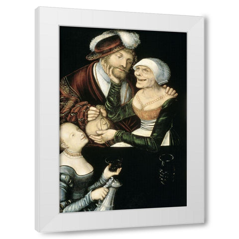 A Procuress White Modern Wood Framed Art Print by Cranach, Lucas