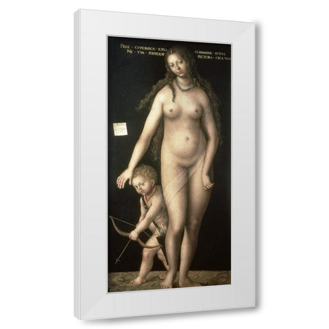 Venus and Amor White Modern Wood Framed Art Print by Cranach, Lucas
