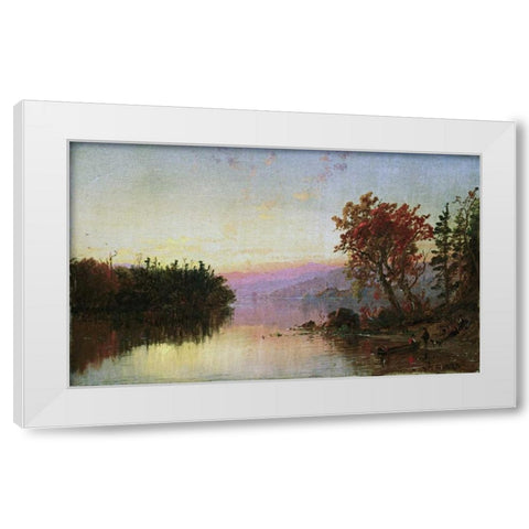 Greenwood Lake at Twilight White Modern Wood Framed Art Print by Cropsey, Jasper Francis