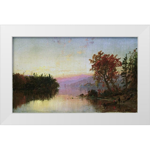 Greenwood Lake at Twilight White Modern Wood Framed Art Print by Cropsey, Jasper Francis