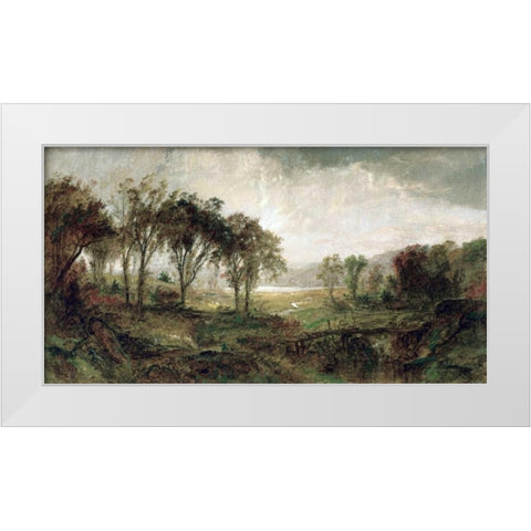 Hastings On Hudson White Modern Wood Framed Art Print by Cropsey, Jasper Francis