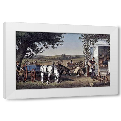 Farm and Fireside White Modern Wood Framed Art Print by Ives, Currier and