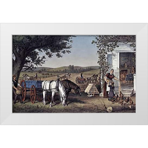 Farm and Fireside White Modern Wood Framed Art Print by Ives, Currier and