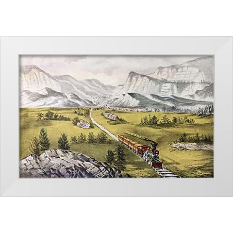 Great West White Modern Wood Framed Art Print by Ives, Currier and