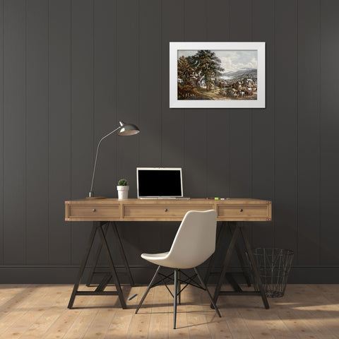 Home of Evangeline-Acadian Land White Modern Wood Framed Art Print by Currier and Ives