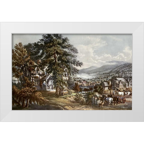 Home of Evangeline-Acadian Land White Modern Wood Framed Art Print by Currier and Ives