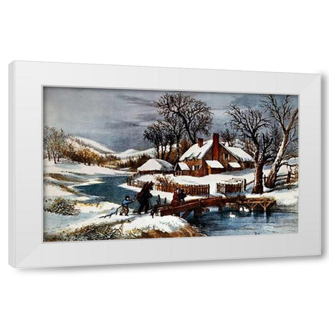 Ingleside Winter White Modern Wood Framed Art Print by Ives, Currier and