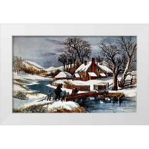 Ingleside Winter White Modern Wood Framed Art Print by Ives, Currier and