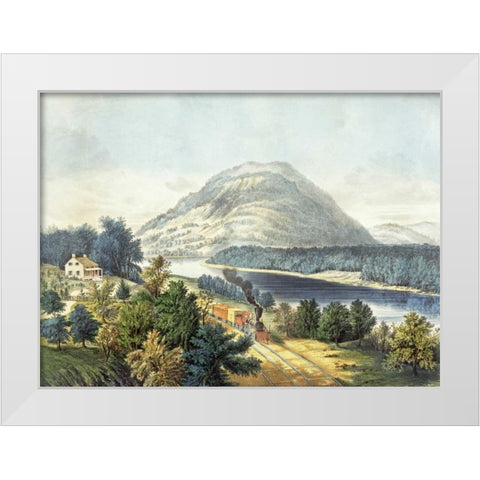 Lookout Mountain, Tennessee and The Chattanooga Railroad White Modern Wood Framed Art Print by Currier and Ives