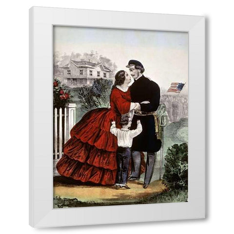 Off For The War White Modern Wood Framed Art Print by Ives, Currier and