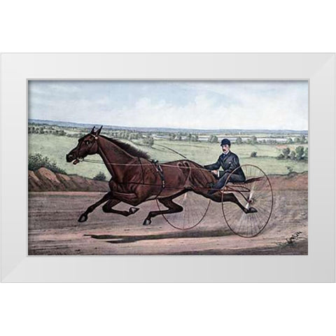Queen of The Turf Maud S., Driven By W.W. Bair White Modern Wood Framed Art Print by Ives, Currier and