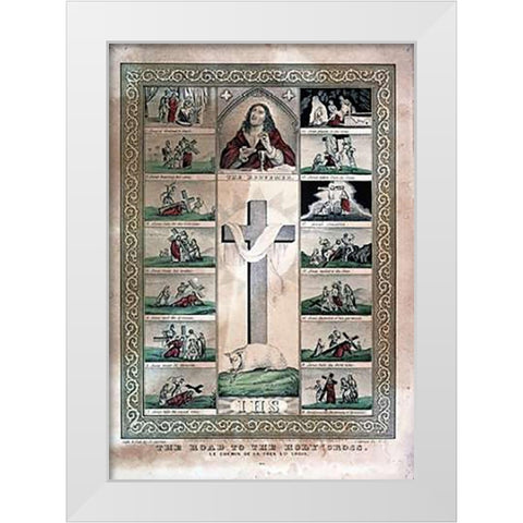 Road To The Holy Cross White Modern Wood Framed Art Print by Ives, Currier and