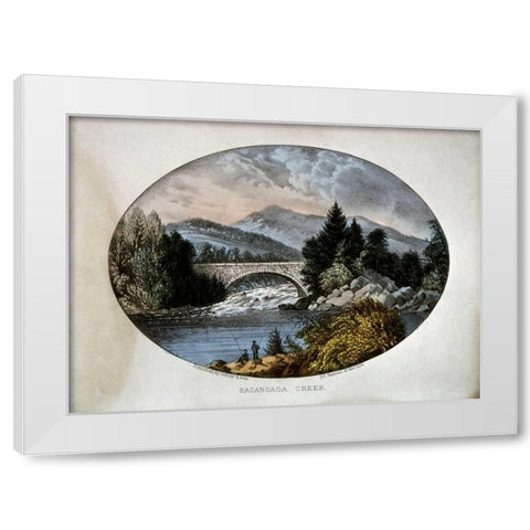 Sacandaga Creek White Modern Wood Framed Art Print by Currier and Ives