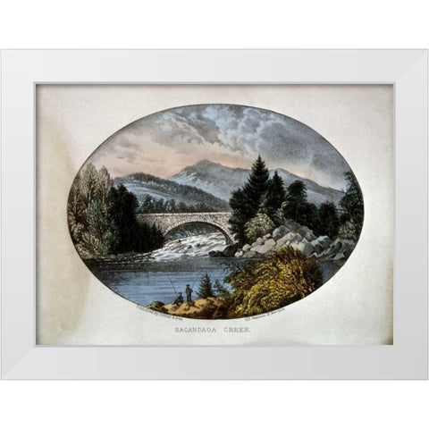 Sacandaga Creek White Modern Wood Framed Art Print by Currier and Ives