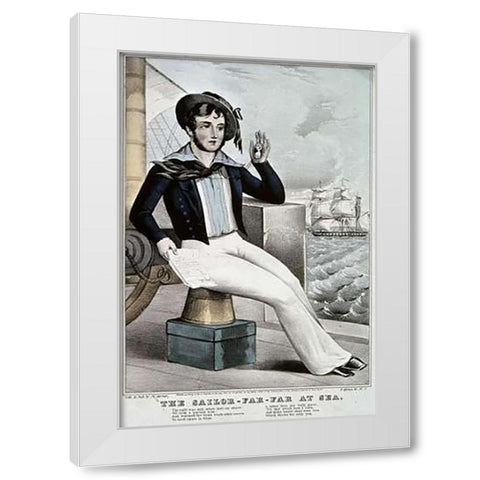 Sailor - Far-Far at Sea White Modern Wood Framed Art Print by Ives, Currier and