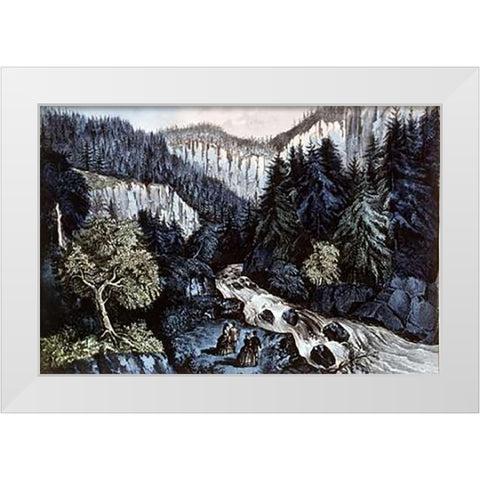 Source of The Hudson In Indian Pass Adirondacks White Modern Wood Framed Art Print by Ives, Currier and