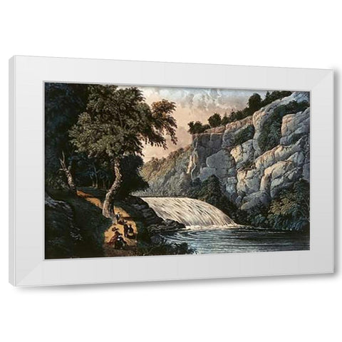 Tallulah Falls - Georgia White Modern Wood Framed Art Print by Ives, Currier and