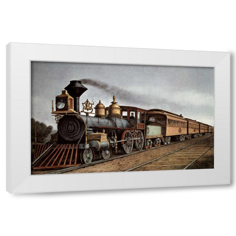 Through Express White Modern Wood Framed Art Print by Currier and Ives