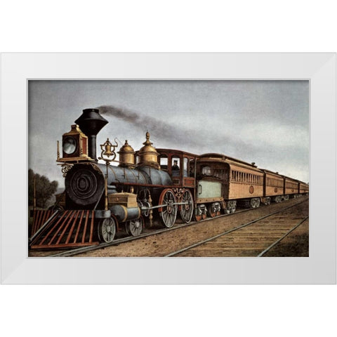 Through Express White Modern Wood Framed Art Print by Currier and Ives