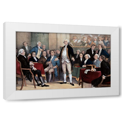 Washington Appointed Commander in Chief White Modern Wood Framed Art Print by Currier and Ives,