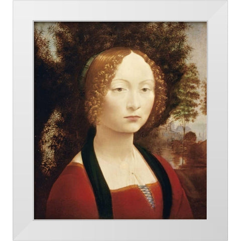 Ginevra DeBenci White Modern Wood Framed Art Print by Da Vinci, Leonardo