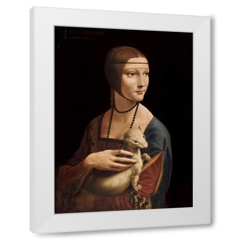 Portrait of Cecilia Gallerani - Lady with an Ermine White Modern Wood Framed Art Print by Da Vinci, Leonardo