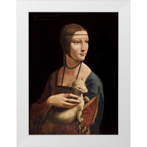Portrait of Cecilia Gallerani - Lady with an Ermine White Modern Wood Framed Art Print by Da Vinci, Leonardo