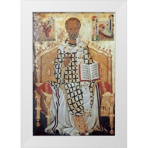 Saint Nicolas White Modern Wood Framed Art Print by Damaskenos, Michael