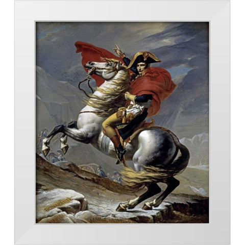 First Consul Crossing The Alps White Modern Wood Framed Art Print by David, Jacques-Louis