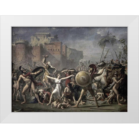 The Battle of The Sabines White Modern Wood Framed Art Print by David, Jacques-Louis