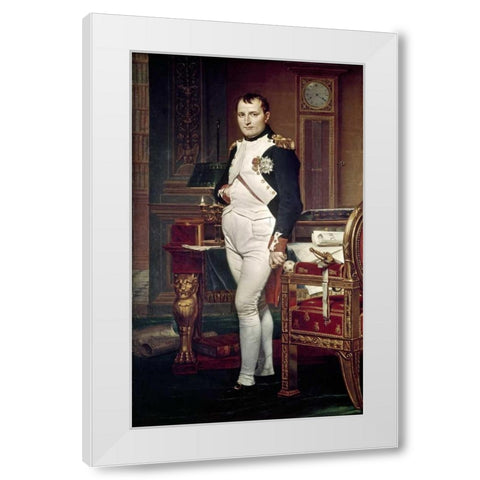 Napoleon In His Study White Modern Wood Framed Art Print by David, Jacques-Louis