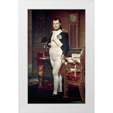 Napoleon In His Study White Modern Wood Framed Art Print by David, Jacques-Louis