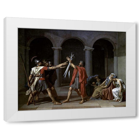 Oath of The Horatii White Modern Wood Framed Art Print by David, Jacques-Louis