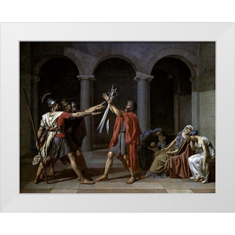 Oath of The Horatii White Modern Wood Framed Art Print by David, Jacques-Louis