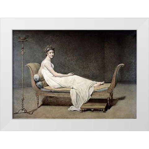 Portrait of Mrs. Recamier White Modern Wood Framed Art Print by David, Jacques-Louis