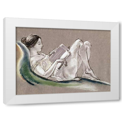 Reclining Woman White Modern Wood Framed Art Print by Davies, Arthur Bowen