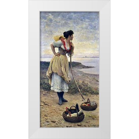 Daydreaming White Modern Wood Framed Art Print by De Blaas, Eugene