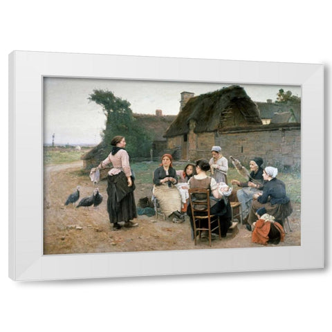 Peasant Women Chatting;Normandy White Modern Wood Framed Art Print by De Broczik, Wencelas