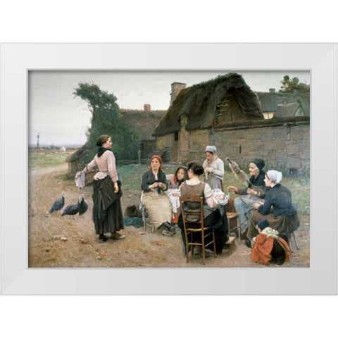 Peasant Women Chatting;Normandy White Modern Wood Framed Art Print by De Broczik, Wencelas