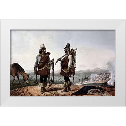 Gauchos, Brazil White Modern Wood Framed Art Print by Debret, Jean Baptiste