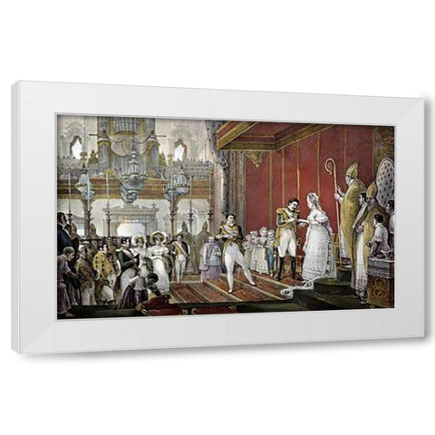 Marriage of Emperor Pedro I To Princess Amelie De Leuchtenberg White Modern Wood Framed Art Print by Debret, Jean Baptiste