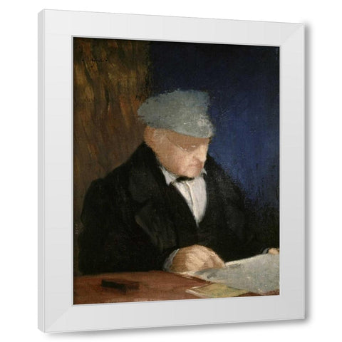 Auguste, the Artists Father White Modern Wood Framed Art Print by Degas, Edgar