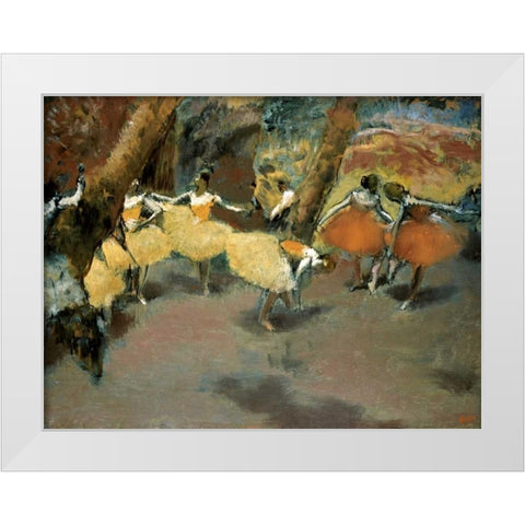 Before the Performance White Modern Wood Framed Art Print by Degas, Edgar