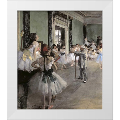 Dance Class White Modern Wood Framed Art Print by Degas, Edgar